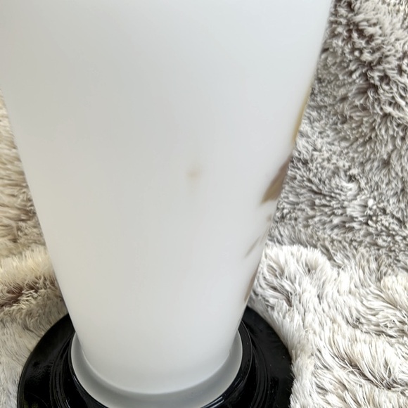 Vintage Frosted Glass Bud Vase Floral Orange Yellow Brown Flowers Gold 7 inches - Picture 8 of 8